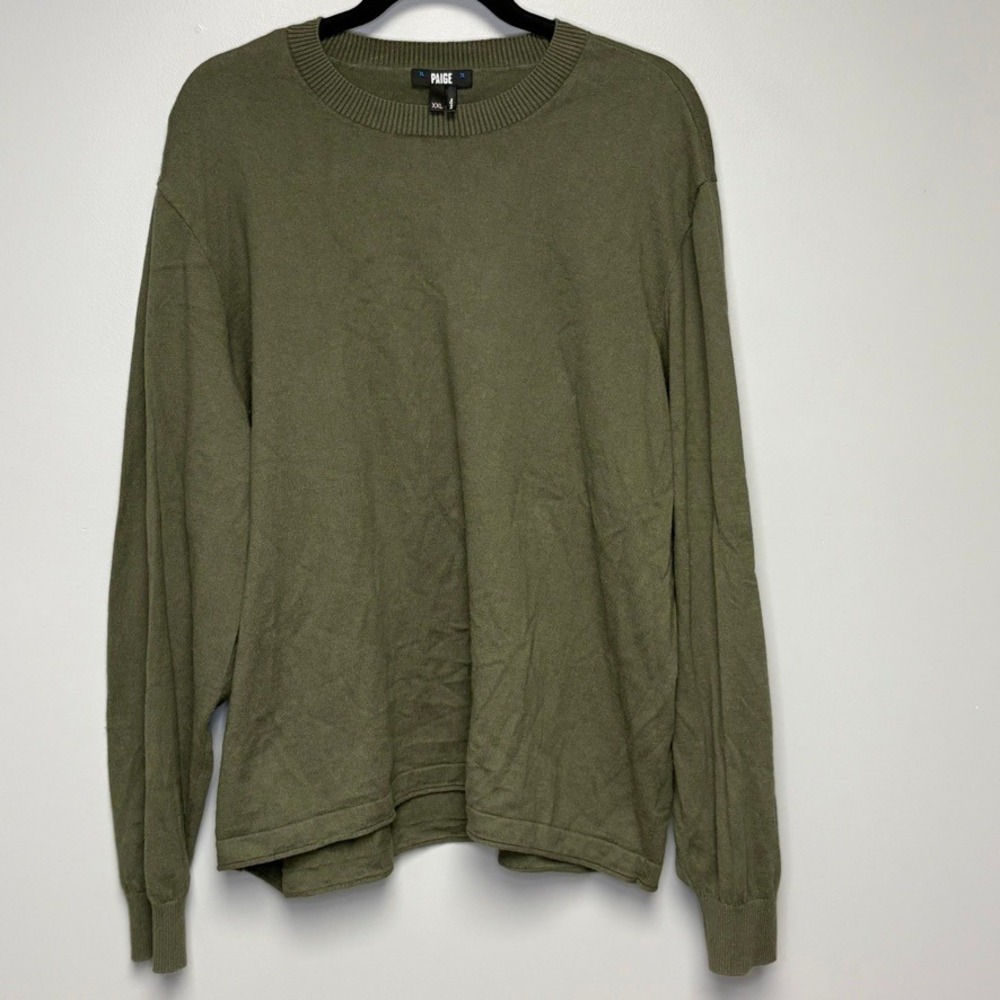 Organic Cotton Wool Blend Olive Green Lightweight Preppy Mens Sweater Sz XXL